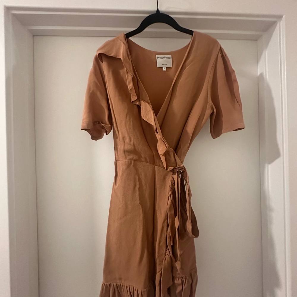 Privacy Please Tan Ruffle Mini Dress - Picture 3 of 5